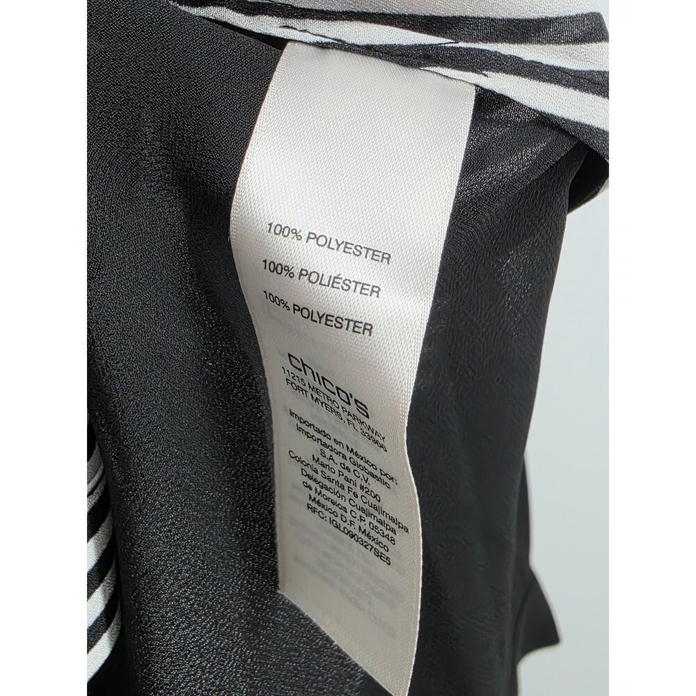 Chico's NEW Ginette Stripe Ease Long Sleeve White Black Blouse Size 2 US 12 - Picture 4 of 5